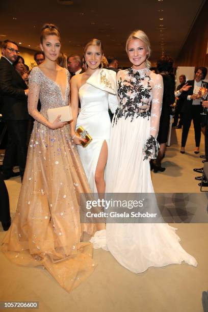 Paulina Swarovski and her sister Victoria Swarovski and Valentina Pahde during the 25th Opera Gala at Deutsche Oper Berlin on November 4, 2018 in...