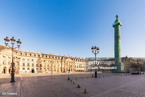 france, paris, place vendome, victory column, colonne vendome - place vendome stock pictures, royalty-free photos & images