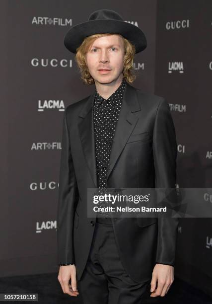 Recording artist Beck, wearing Gucci, attends 2018 LACMA Art + Film Gala honoring Catherine Opie and Guillermo del Toro presented by Gucci at LACMA...