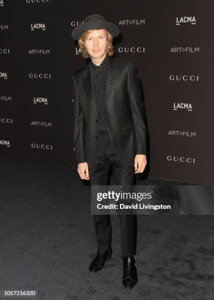 Recording artist Beck, wearing Gucci, attends 2018 LACMA Art + Film Gala honoring Catherine Opie and Guillermo del Toro presented by Gucci at LACMA...