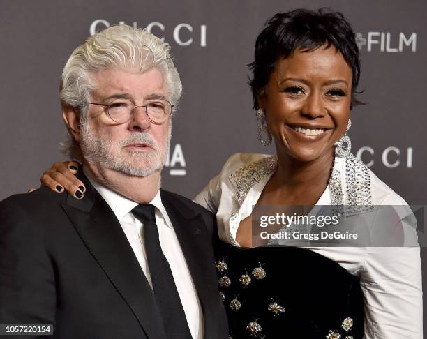 George Lucas and Mellody Hobson arrive at the 2018 LACMA Art + Film Gala at LACMA on November 3, 2018 in Los Angeles, California.