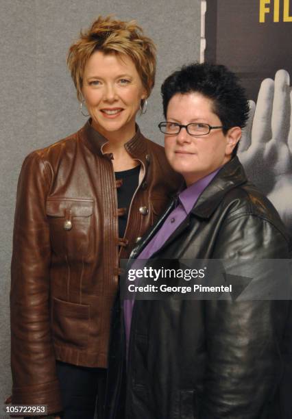 Annette Bening and Phyllis Nagy during 2005 Toronto Film Festival - "Mrs. Harris" Press Conference in Toronto, Ontario, Canada.