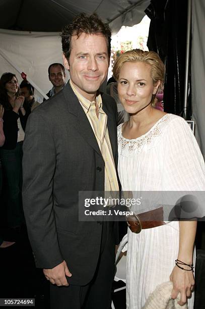 Greg Kinnear and Maria Bello during The 20th Annual IFP Independent Spirit Awards - Green Room in Santa Monica, California, United States.