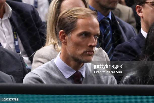 Paris Saint Germain Coach Thomas Tuchel attends the final of the Rolex Paris Masters on November 4, 2018 in Paris, France.