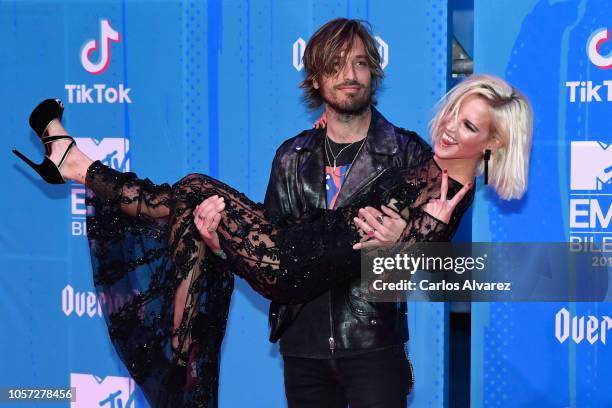 Ana Fernandez and Adrian Roma of Marlon attend the MTV EMAs 2018 at Bilbao Exhibition Centre on November 4, 2018 in Bilbao, Spain.