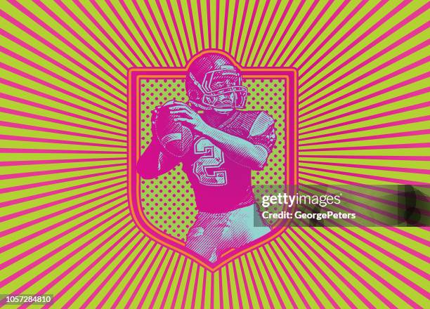 quarterback passing football - quarterback throwing stock illustrations