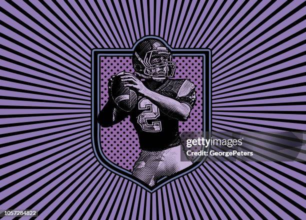 quarterback passing football - 2018 yankee logo stock illustrations