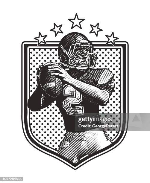 quarterback passing football, flat design - quarterback throwing stock illustrations