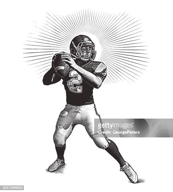 quarterback passing football - american football uniform stock illustrations
