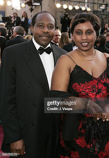 Paul Rusesabagina and wife Tatiana during The 77th Annual Academy Awards - Executive Arrivals at Kodak Theatre in Hollywood, California, United...