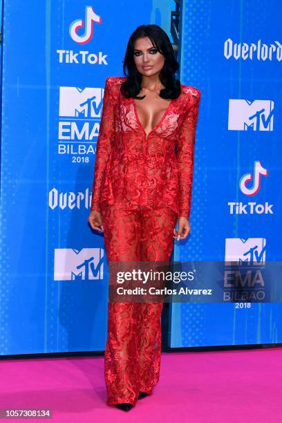 Abbie Holborn attends the MTV EMAs 2018 at Bilbao Exhibition Centre on November 4, 2018 in Bilbao, Spain.