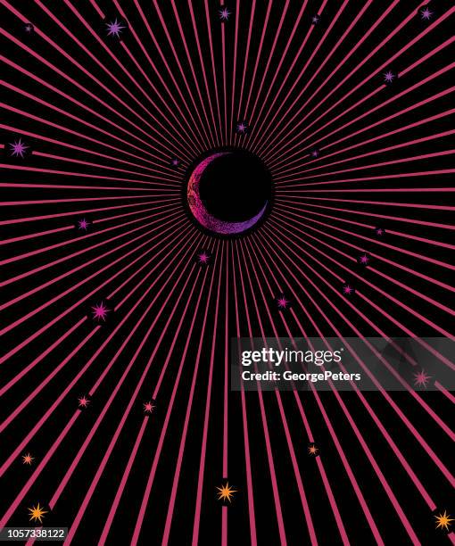 moon, stars and moonbeams - crescent moon stock illustrations