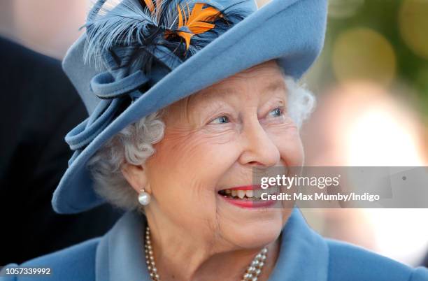 Queen Elizabeth II attends the QIPCO British Champions Day at Ascot Racecourse on October 20, 2018 in Ascot, United Kingdom.