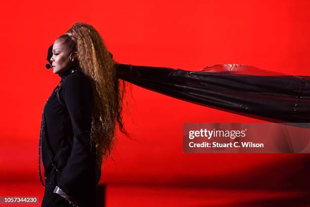 Janet Jackson performs on stage during the MTV EMAs 2018 at Bilbao Exhibition Centre on November 4, 2018 in Bilbao, Spain.