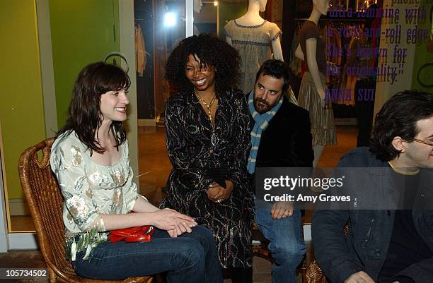 Michele Hicks, Brigette Romanek and Mark Romanek during Vogue and Samsung Present the Anna Sui Mobile at Fred Segal Store in Santa Monica,...