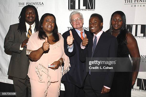 Roger Ebert and wife Chaz Ebert with family during Chicago Organizations Host Party for Roger Ebert at The Peninsula Beverly Hills in Beverly Hills,...