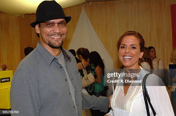 Jimmy Smits and Maria Celeste Arraras during 2005 Latin Billboard Music Awards - Backstage Creations Talent Retreat at Miami Arena in Miami, Florida,...