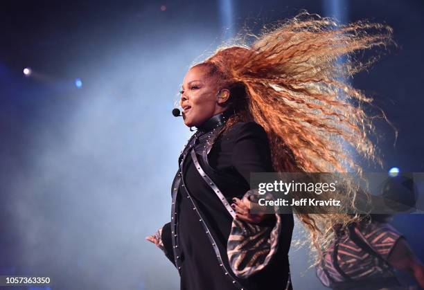Janet Jackson performs on stage during the MTV EMAs 2018 on November 4, 2018 in Bilbao, Spain.