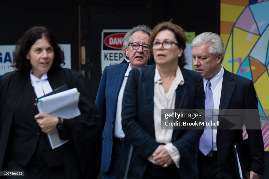 Geoffrey Rush Attends Court As Defamation Trial Against Daily Telegraph Continues