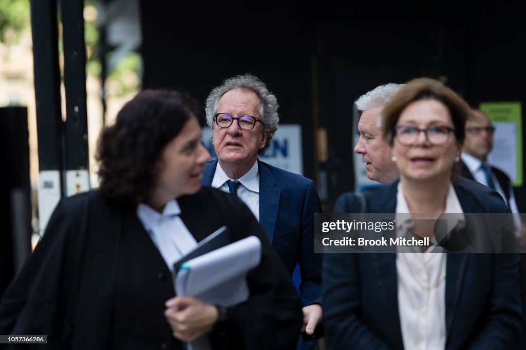 Geoffrey Rush Attends Court As Defamation Trial Against Daily Telegraph Continues