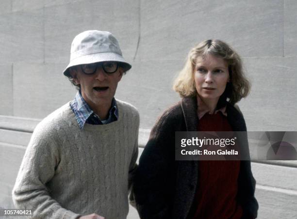Woody Allen and Mia Farrow during Woody Allen and Mia Farrow Sighting in New York City - October 1, 1984 in New York City, New York, United States.