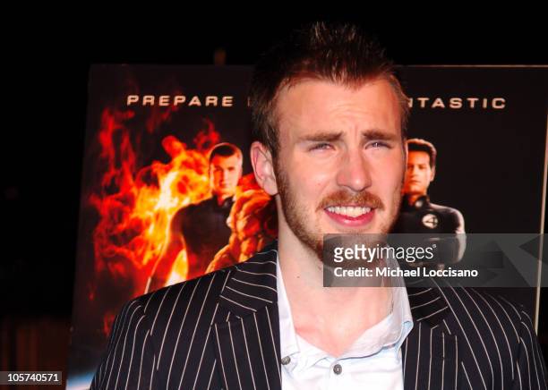 Chris Evans during "Fantastic Four" New York City Premiere at Liberty Island in New York City, New York, United States.