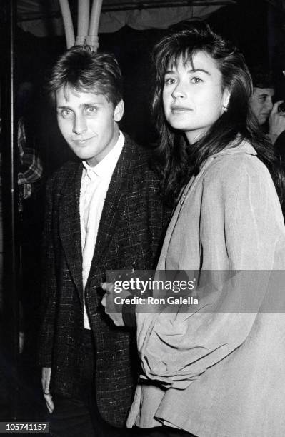 Emilio Estevez and Demi Moore during "Pretty In Pink" Los Angleles Premiere at Mann's Chinese Theater in Hollywood, California, United States.