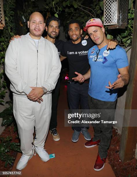 Fat Joe, Adam Rodriguez and Michael Ealy are seen at the Latinas Stand Up rally to encourage people to get out and vote at Ball & Chain on November...