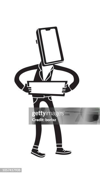 tech head - holding like button stock illustrations