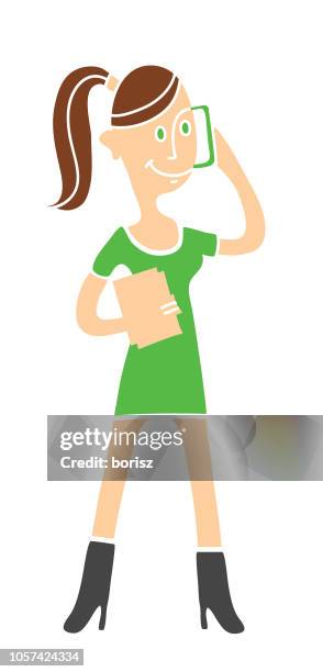 standing lady - it worker white background stock illustrations