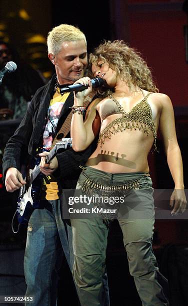 Alejandro Sanz and Shakira during 2005 MTV Video Music Awards - Rehearsals - Day 2 at American Airlines Arena in Miami, Florida, United States.