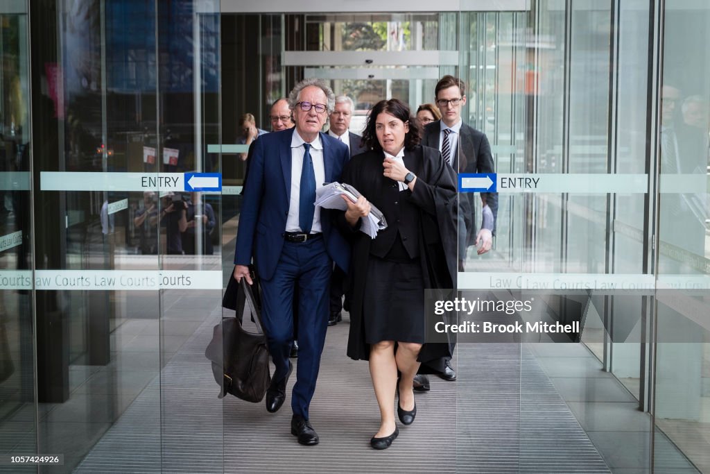 Geoffrey Rush Attends Court As Defamation Trial Against Daily Telegraph Continues