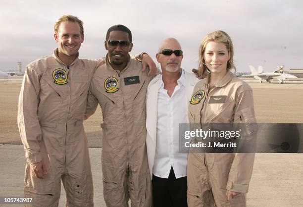 Josh Lucas, Jamie Foxx, Rob Cohen, writer/director, and Jessica Biel