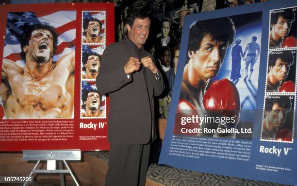 Sylvester Stallone during 20th Anniversary of "Rocky" Commemorated With Postage Stamp at Planet Hollywood in New York City, New York, United States.