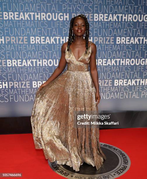 Lupita Nyongo attends the 2019 Breakthrough Prize at NASA Ames Research Center on November 4, 2018 in Mountain View, California.