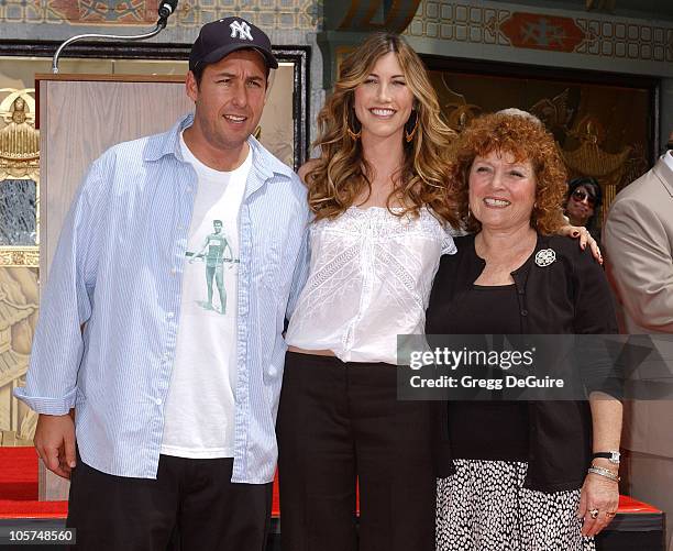 Adam Sandler, wife Jackie and mom Judy during Adam Sandler Footprint Ceremony at Chinese Theatre in Hollywood, California, United States.