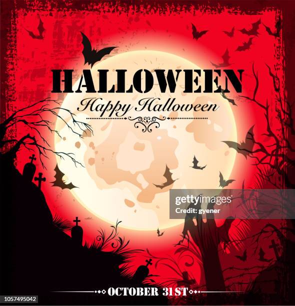 halloween sign - angry moon stock illustrations