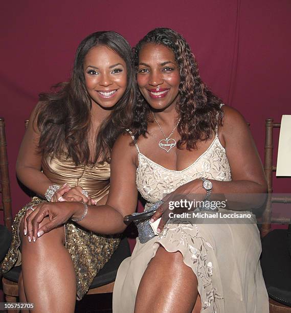 Ashanti and Mother Tina Douglas during Olympus Fashion Week Spring 2006 - Badgley Mischka - Front Row and Backstage at 261 11th Ave. In New York...