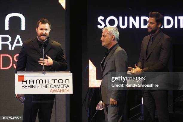 John Krasinski presents the Hamilton Award for Sound Editors to Erik Aadahl and Ethan Van der Ryn for"A Quiet Place" at the Hamilton Behind the...