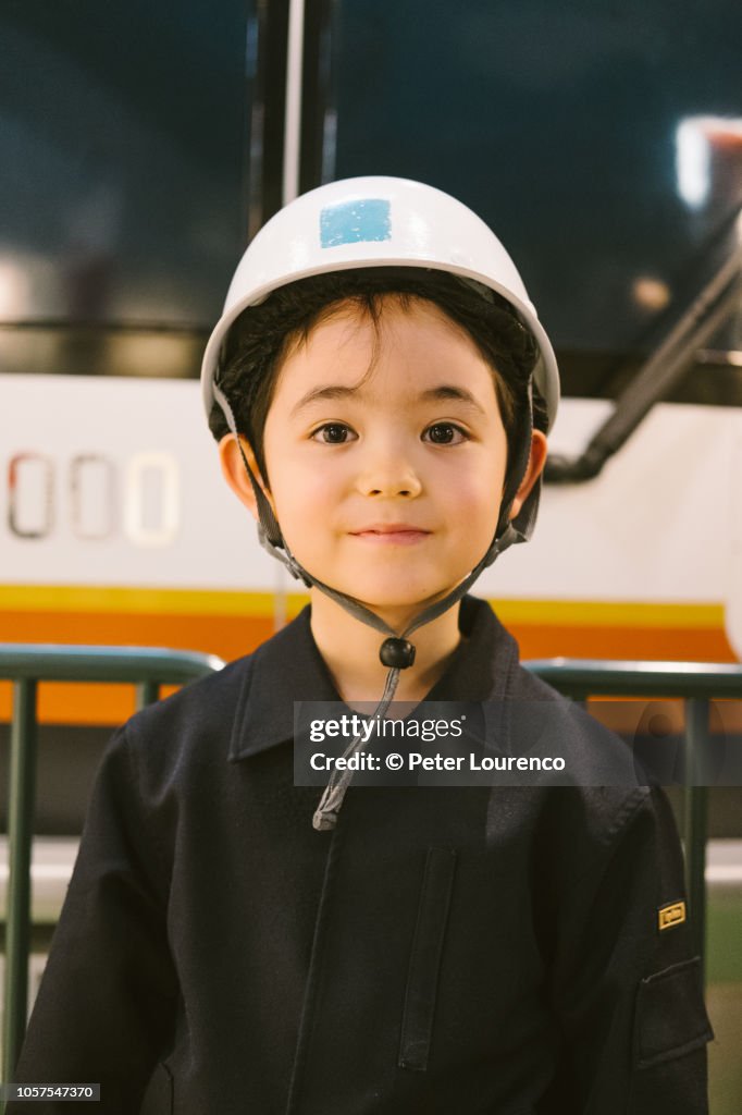 Young train engineer