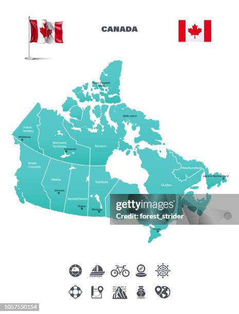 map of canada - british columbia flag stock illustrations