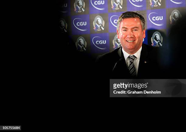 Collingwood Football Club president Eddie McGuire smiles during a Collingwood Magpies AFL press conference at Melbourne Cricket Ground on October 20,...