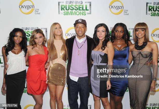 Aly Kinloch, Sagen Albert, Simone Reyes, Russell Simmons, Christina Paljusaj, Piper McCoy and Tricia Clarke Stone attend the series premiere party...