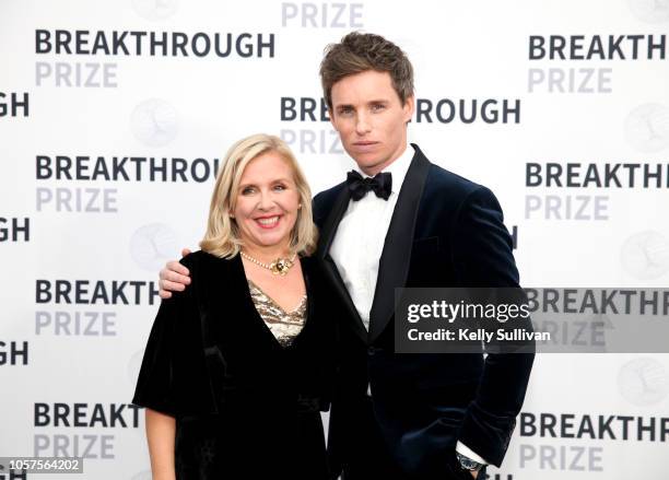 Lucy Hawking and Eddie Redmayne attends the 2019 Breakthrough Prize at NASA Ames Research Center on November 4, 2018 in Mountain View, California.