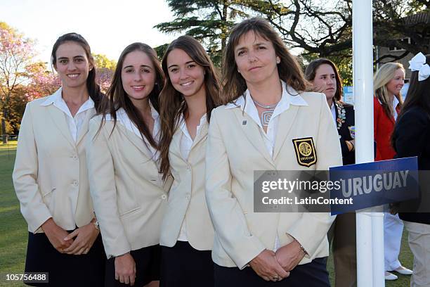 Maria Garcia Austt, Maria Victoria Fernandez, Manuela Barros and Patricia Mercader of the Uruguay's golf team during the opening ceremony of the...