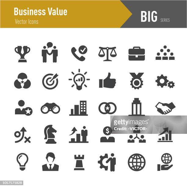 illustrazioni stock, clip art, cartoni animati e icone di tendenza di icone del valore aziendale - grande serie - strategia