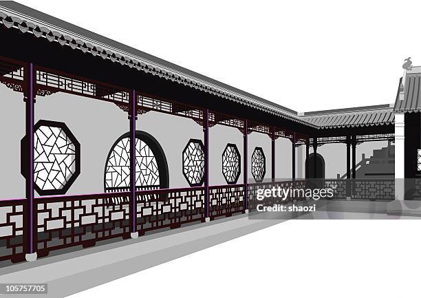 chinese classical architecture - palace stock illustrations