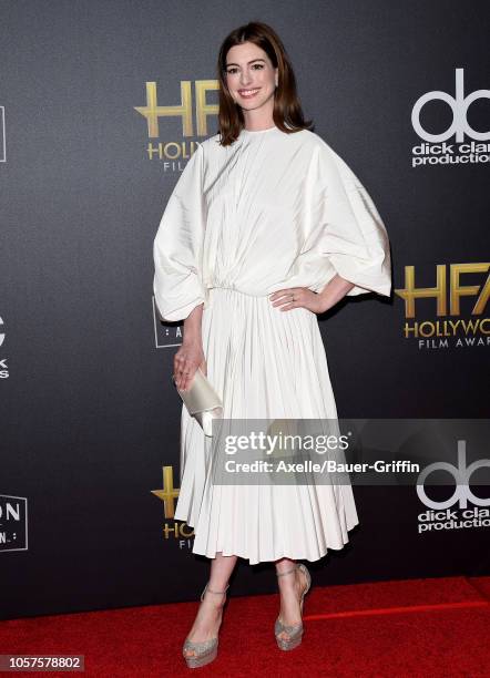 Anne Hathaway attends the 22nd Annual Hollywood Film Awards at The Beverly Hilton Hotel on November 4, 2018 in Beverly Hills, California.