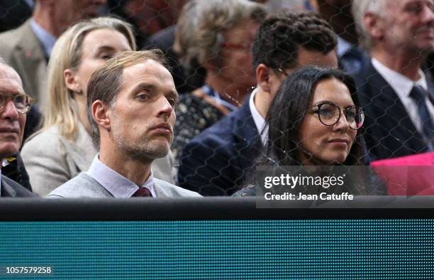 Coach of Paris Saint-Germain Thomas Tuchel and his wife Sissi Tuchel attend the final between Karen Khachanov of Russia and Novak Djokovic of Serbia...