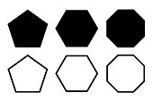 Pentagon, hexagon, octagon icon. Vector geometry polygon.
